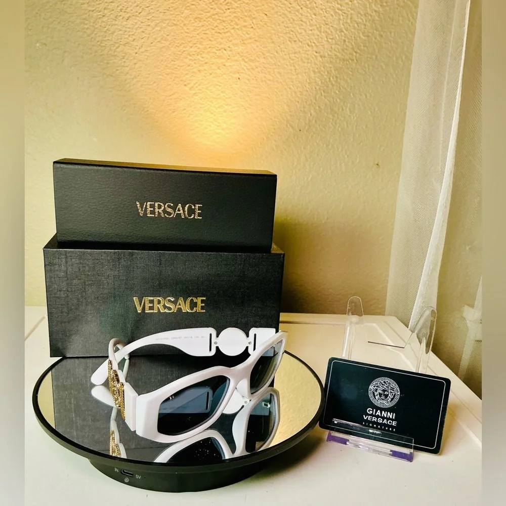 Versace Medusa White Tinted Lens Sunglasses Authentic